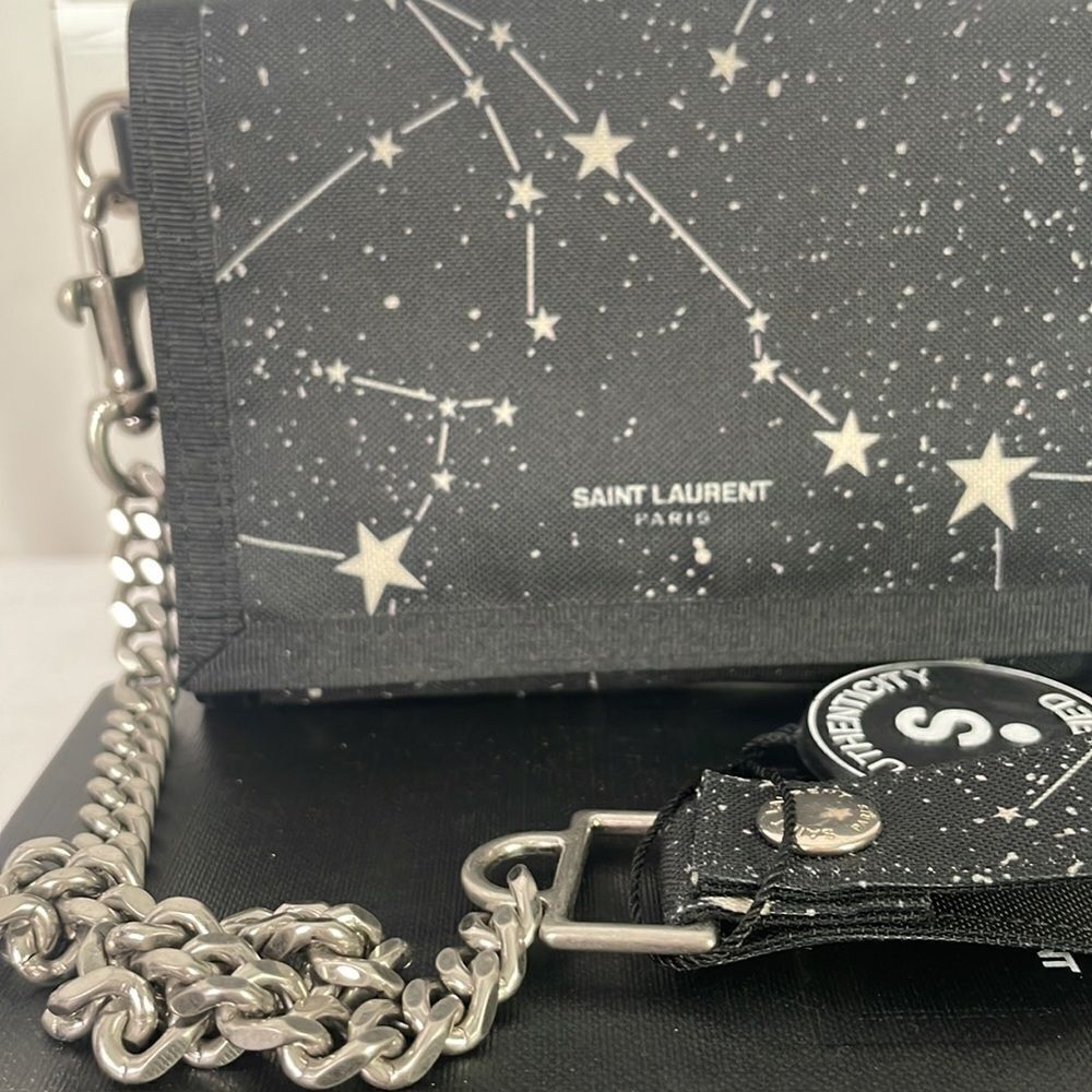 Yves Saint Laurent Black Stars Wallet With Chain and Box - Picture 2 of 8
